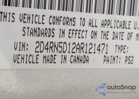 2010 Dodge Grand Caravan Sxt z USA, uszkodzony, nr VIN 2D4RN5D12AR121471